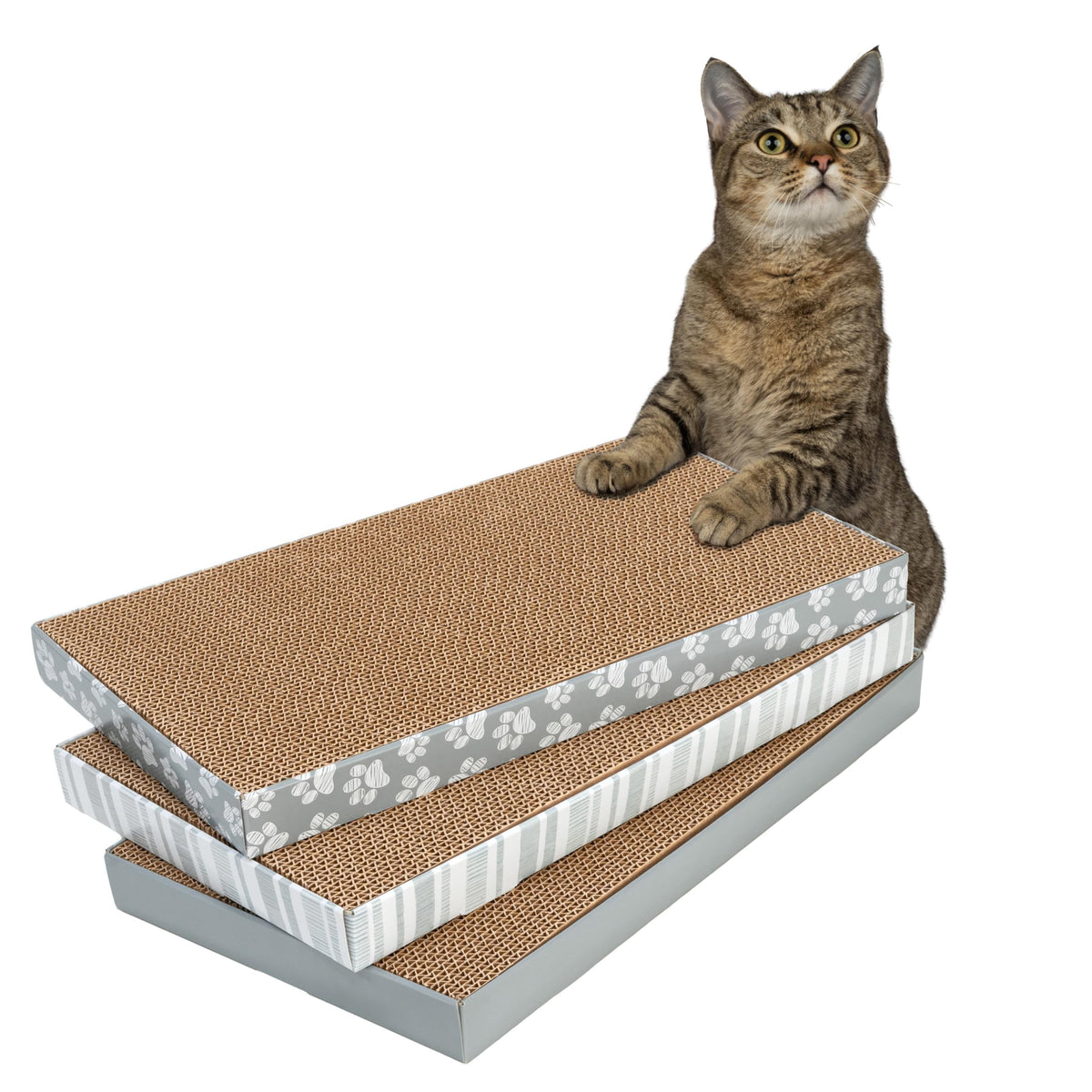 Kitty City XL Wide Corrugate Cat Scratchers 3 Pieces, Cat Scratching, Cat Scratch Pad, Door Clips, Furniture Protectors from Cat Scratching