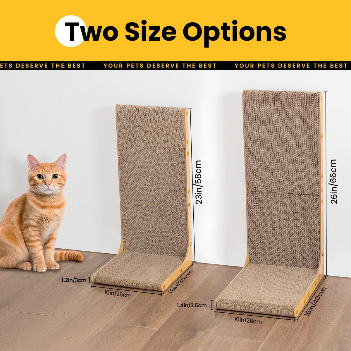 Conlun Cardboard Cat Scratcher, 23" L-Shaped Scratch Pad