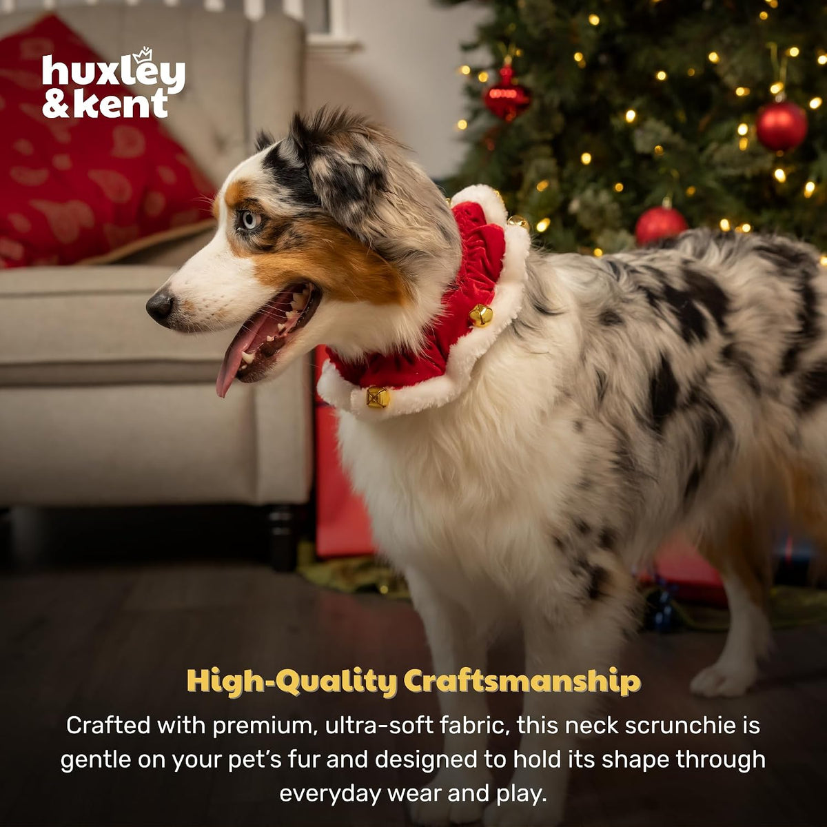 Huxley & Kent Ruff Pet Scrunchy, Santa Red, Small