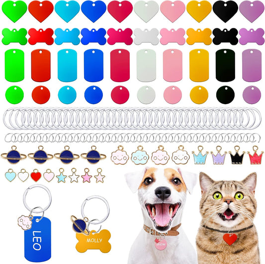 140pcs Blank Dog Tags Engraving Pet ID Tags for Custom Tag Craft