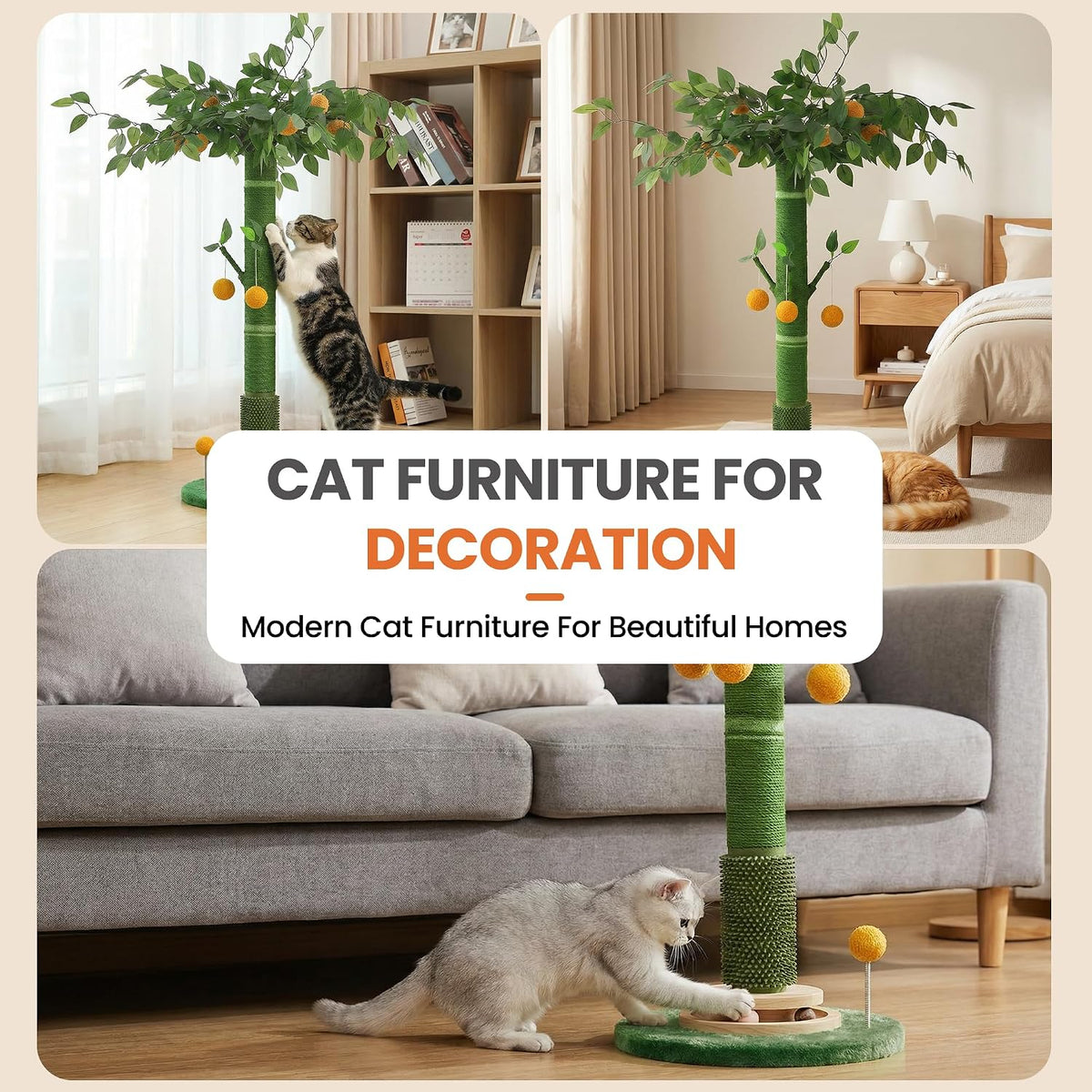 46" Extra Tall Cat Scratching Post for Large Cats, Sisal Rope