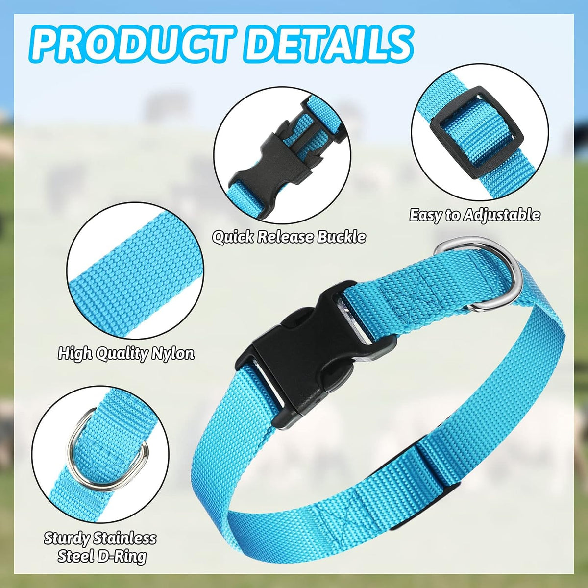 Jexine 12 Sets Goat Collars with Bells Anti-Lost Grazing Pet Collar