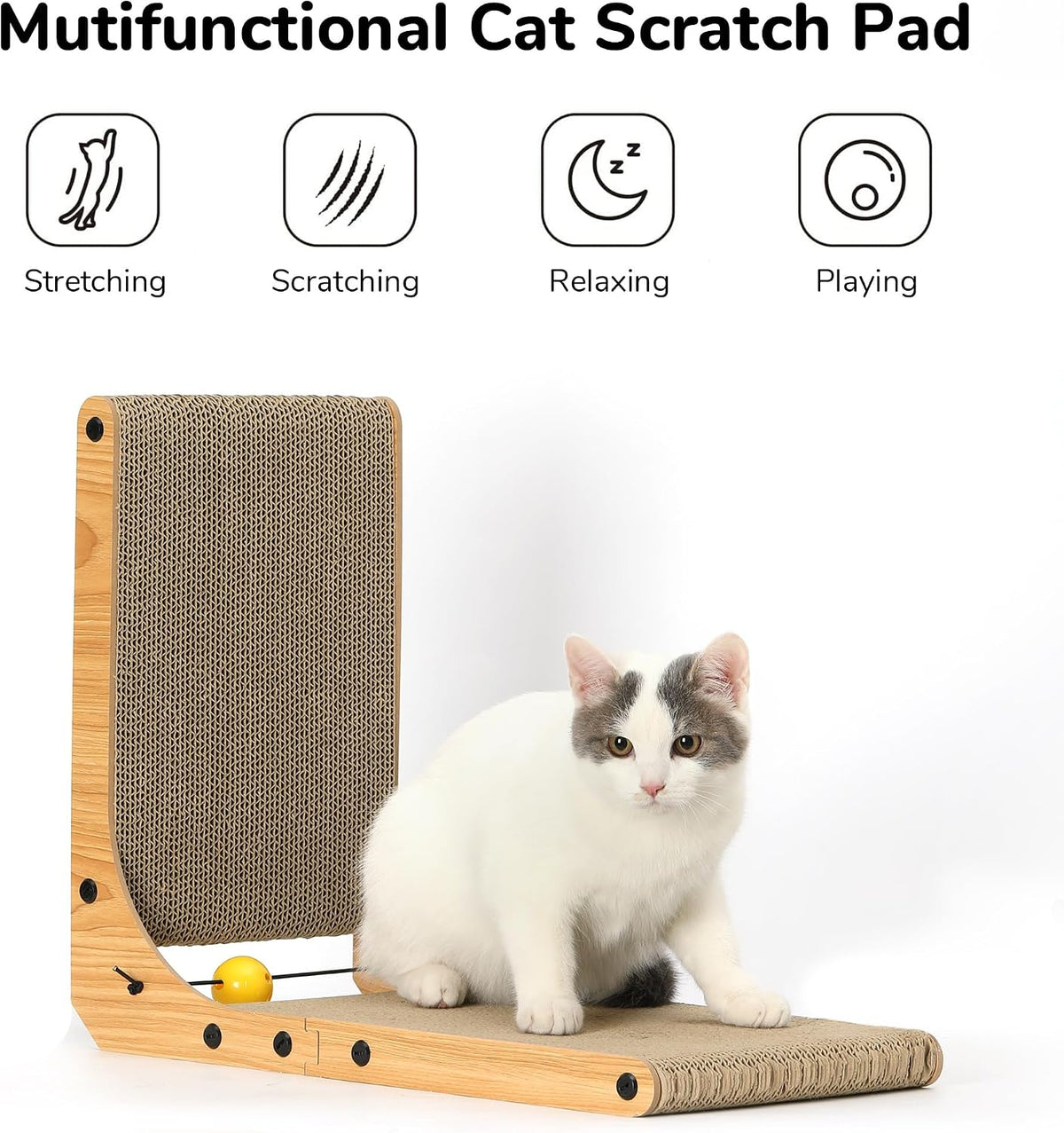 FUKUMARU Cat Scratcher, 18.9 Inch L Shaped Cat Scratch Pad for Indoor Cats