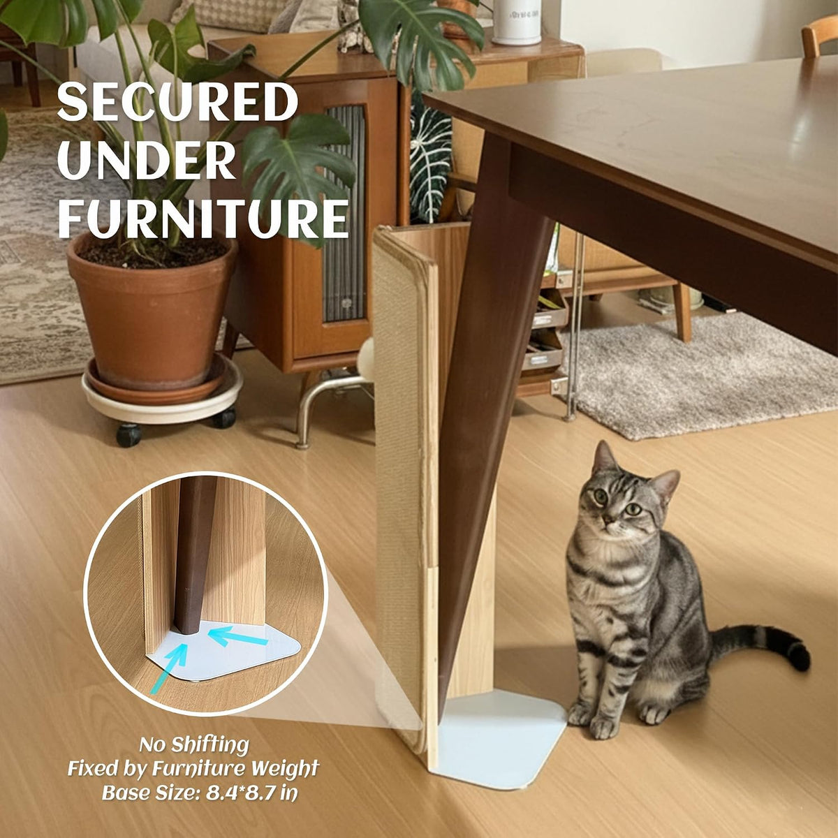 PETKARAY Under-Furniture Cat Scratcher, 23.6'' Sisal Scratching Post for Couch Corner, Furniture Protector Scratch Pad for Sofa with Toy Ball