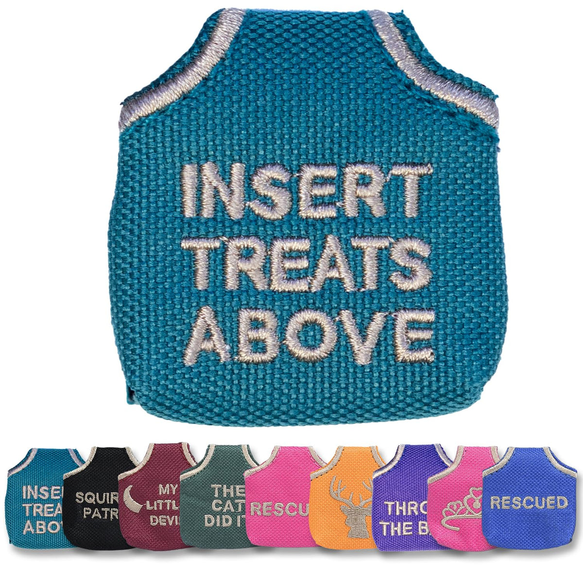 Woofhoof Dog Tag Silencer, Blue Pawprint - Quiet Noisy Pet Tags - Fits Up to Four Pet IDs - Dog Tag Cover Protects Metal Pets IDs, Made of Durable Nylon, Universal Fit, Machine Washable