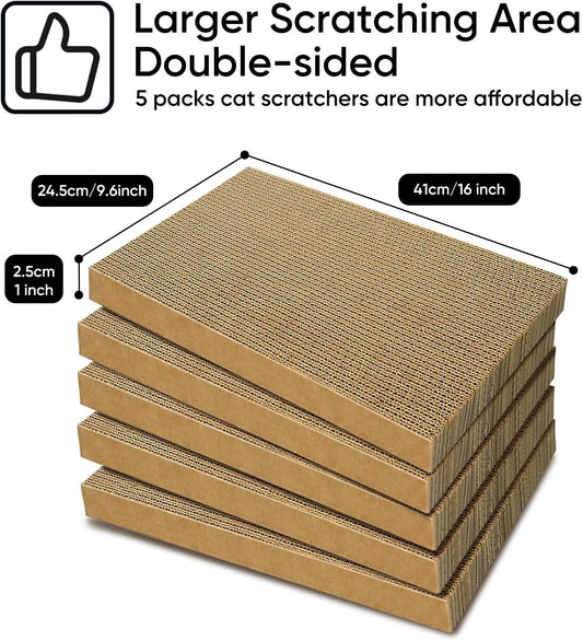 Cat Scratcher, 5 Packs in 1 Cardboard Box Cat Scratching Pad, Large
