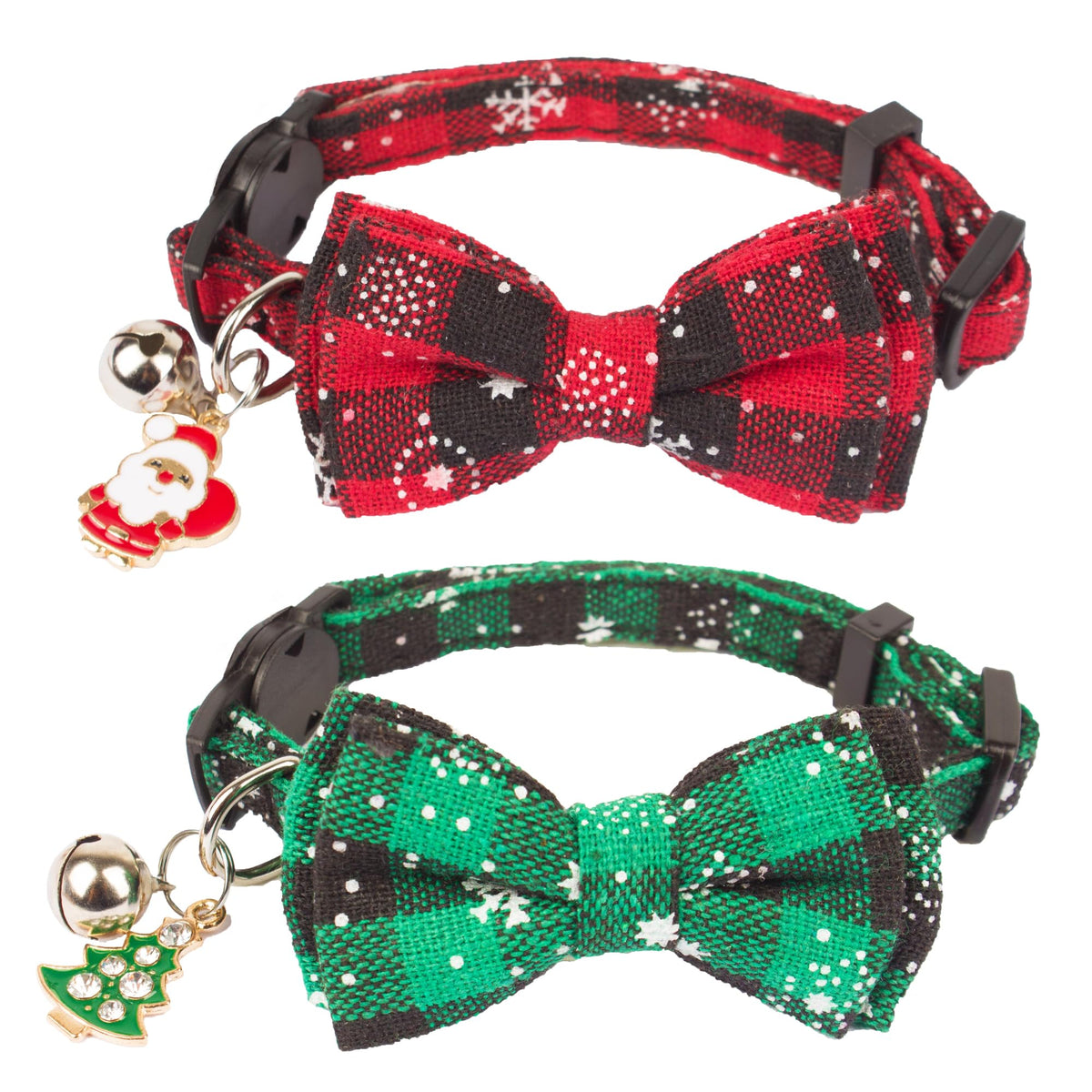 ADOGGYGO Fall Cat Collar Breakaway, Orange Plaid Thanksgiving Cat Bow Tie