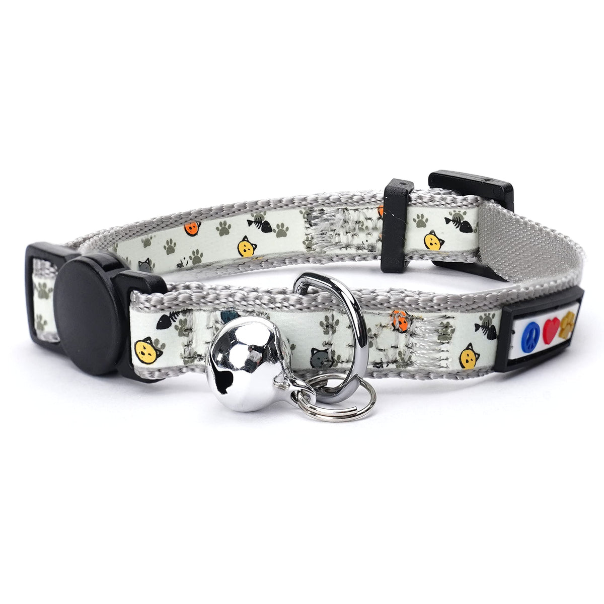 Pawtitas Glow in the Dark Cat Collar with Breakaway Safety Buckle & Bell Adjustable Kitten Collar, Teal
