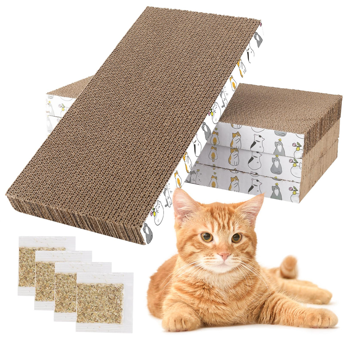 PatiencET 3 Pack Cat Scratcher Pad Recycle Corrugated Cat Scratching Pad
