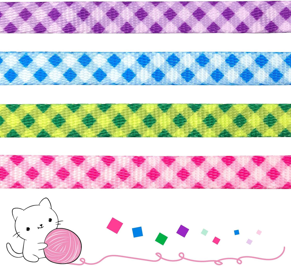 azuza 4 Pack Kitten Collars, Breakaway Kitten Collar with Bell, Plaid