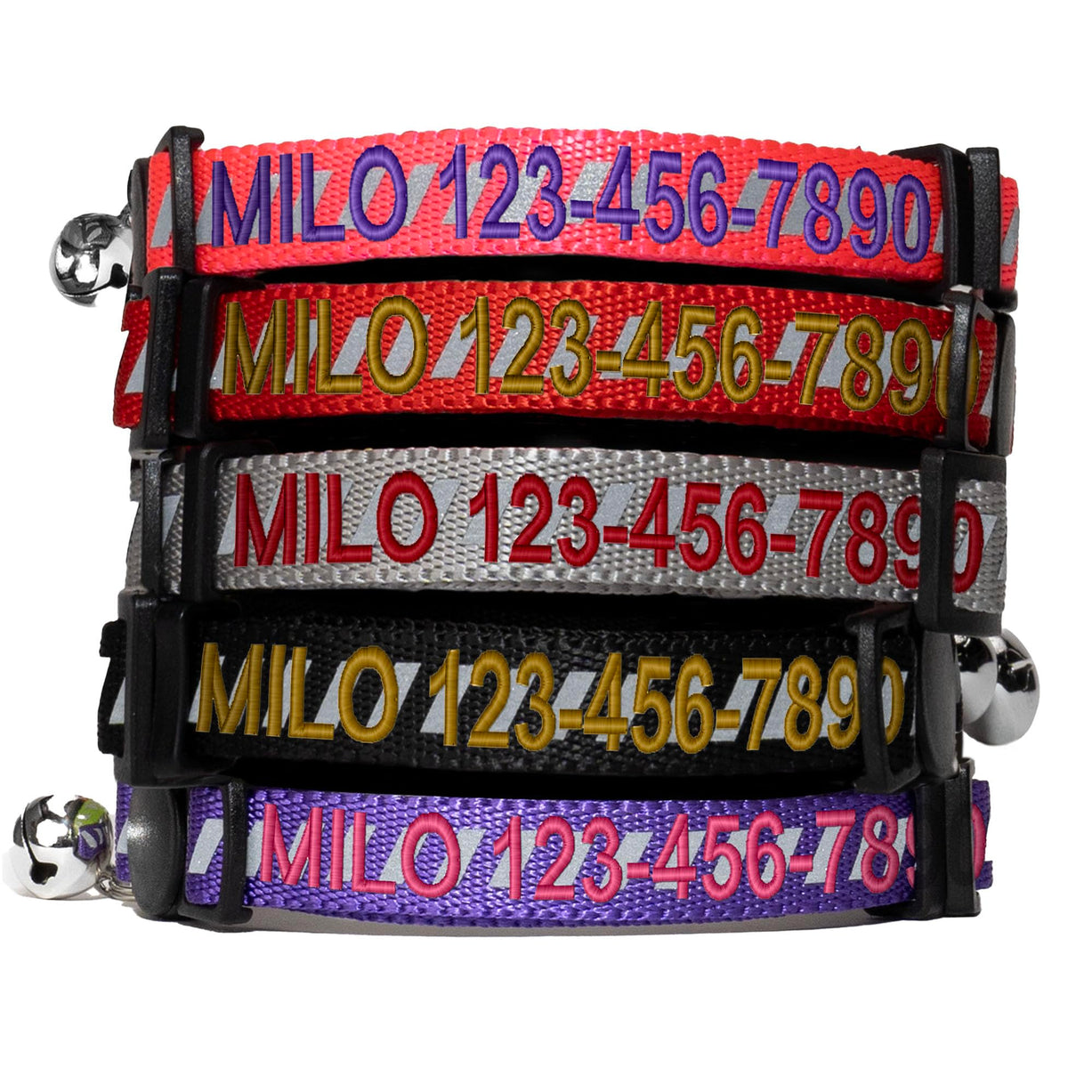 Pawtitas Reflective Red Cat Collar with Safety Buckle and Removable Bell for Kitten and Cats