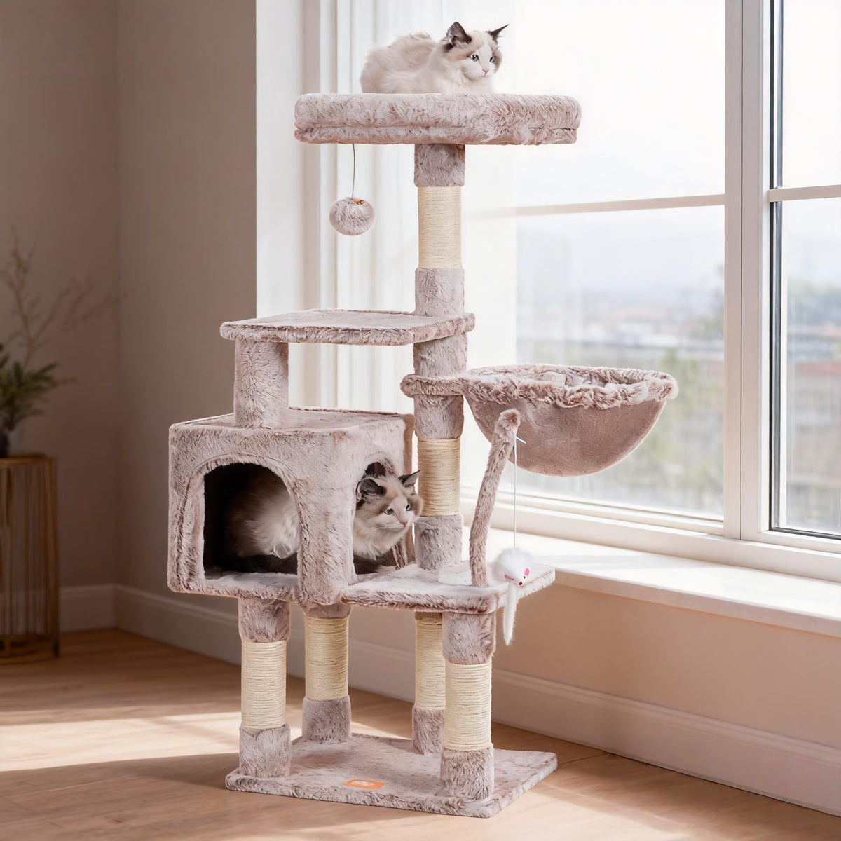 Heybly Cat Tree with Toy, 43.3 inch Cat Tower for Indoor Cats HCT004SW