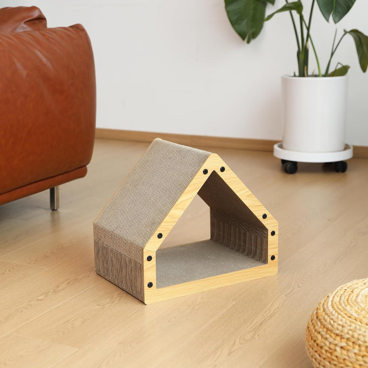FUKUMARU Cat Scratcher House, Cozy Cardboard Cat Bed Design Scratching Pad