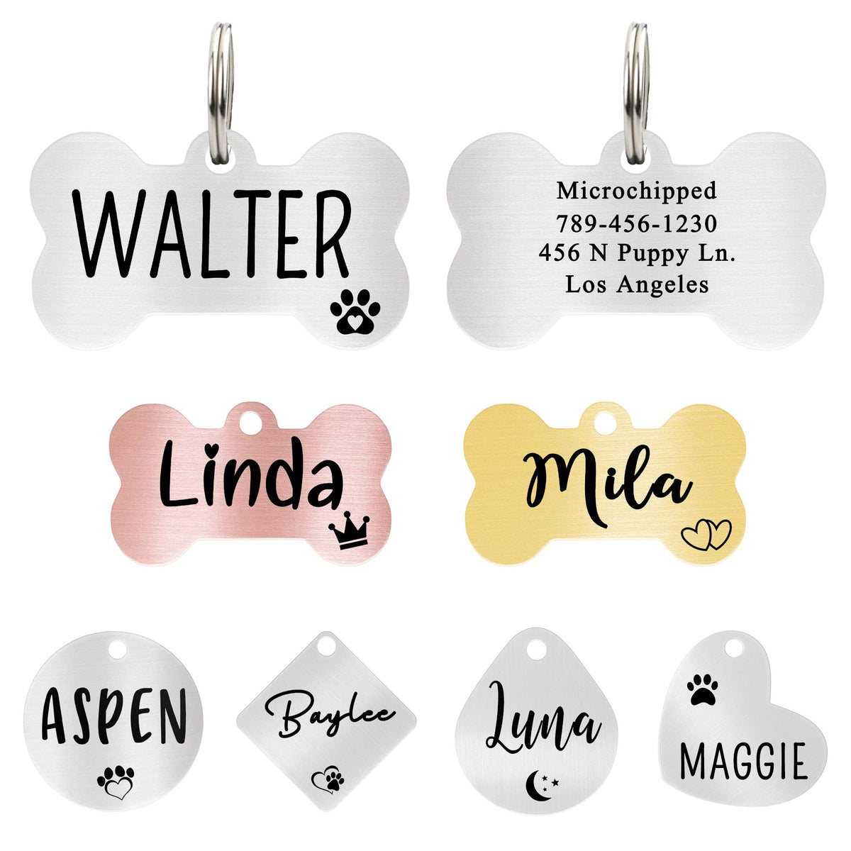 Ultra Joys Personalized Dog Cat ID Tag - Silver Round, Custom Your Own