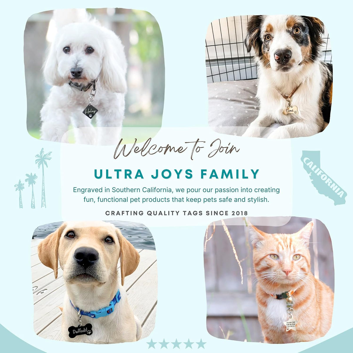 Ultra Joys Personalized Dog Tags - Engraved Pet ID Tag, Custom Your Own