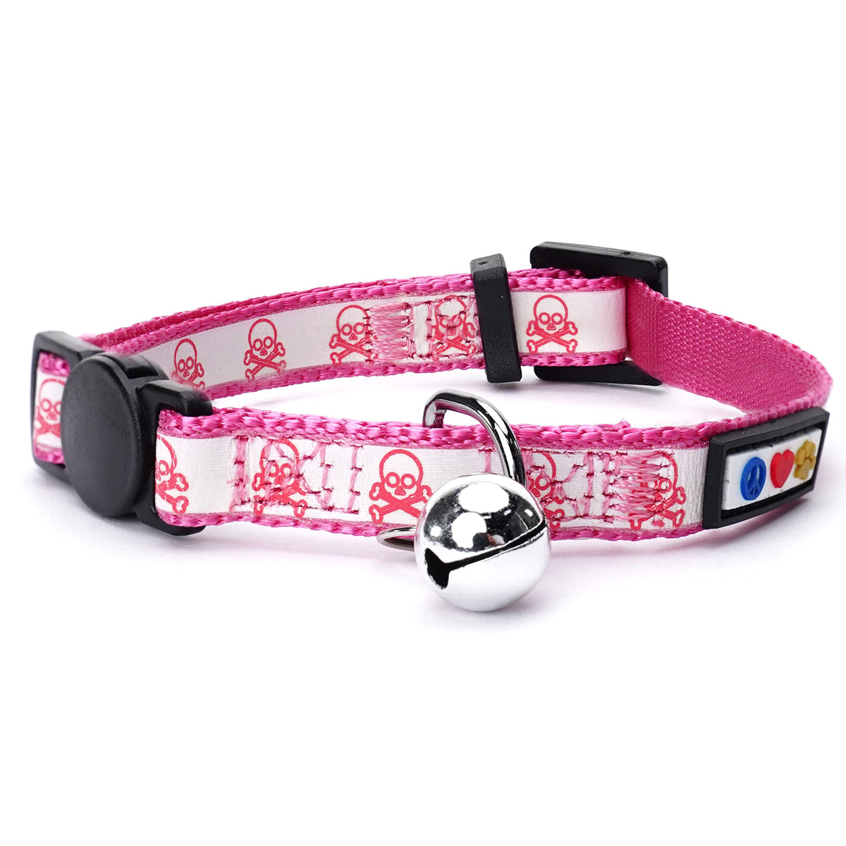 Pawtitas Glow in the Dark Cat Collar with Breakaway Safety Buckle & Bell Adjustable Kitten Collar, Teal