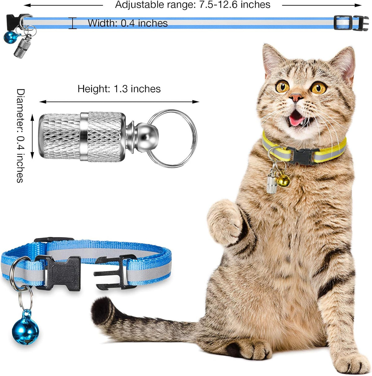 18 Piece Reflective Cat Collars with Bell Safety Buckles and 6 Pcs ID Tags