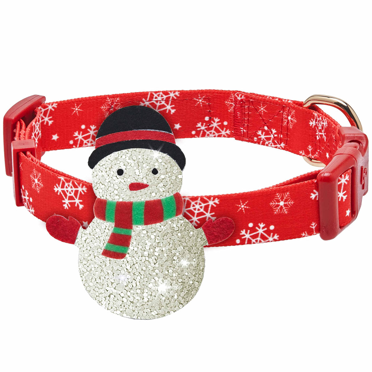 Blueberry Pet “Moments of Excitement” Christmas Snowman Adjustable Bowtie Dog Collar, X-Small, Fits 8"-11" Neck
