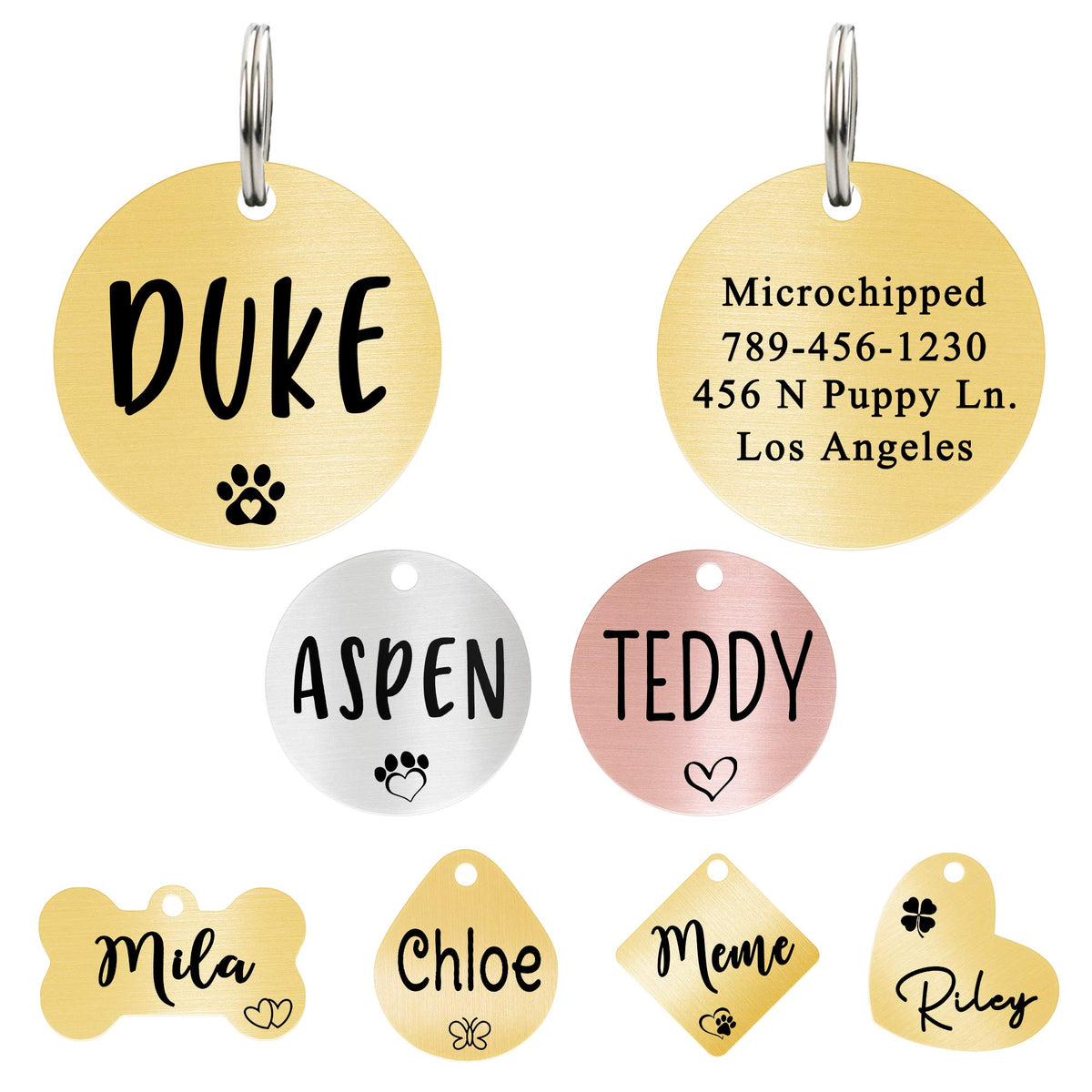 Ultra Joys Personalized Dog Cat ID Tag - Silver Round, Custom Your Own