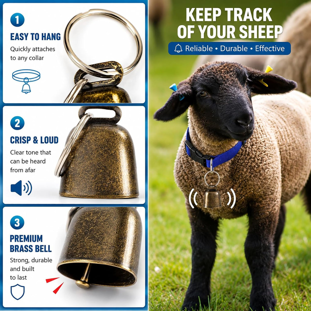8 Pack Goat Collar with Bell, Adjustable Nylon Collars Set