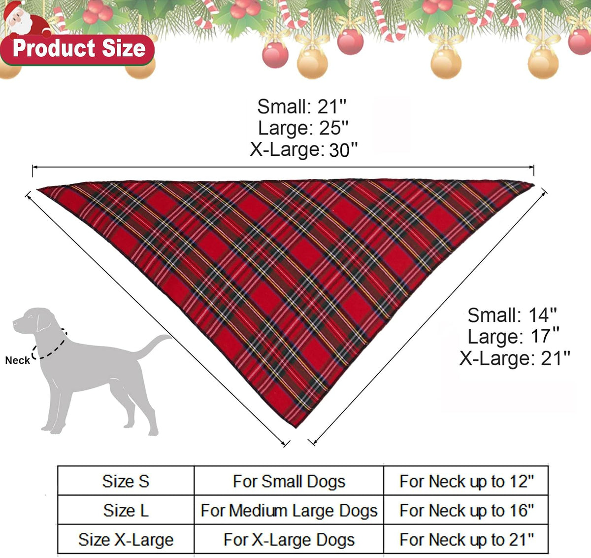 ADOGGYGO Christmas Dog Bandana Hat Bow Tie Set - Stylish Red Plaid Puppy Christmas Hat Scarf Costume Outfit for Small Dogs Pets (Small)