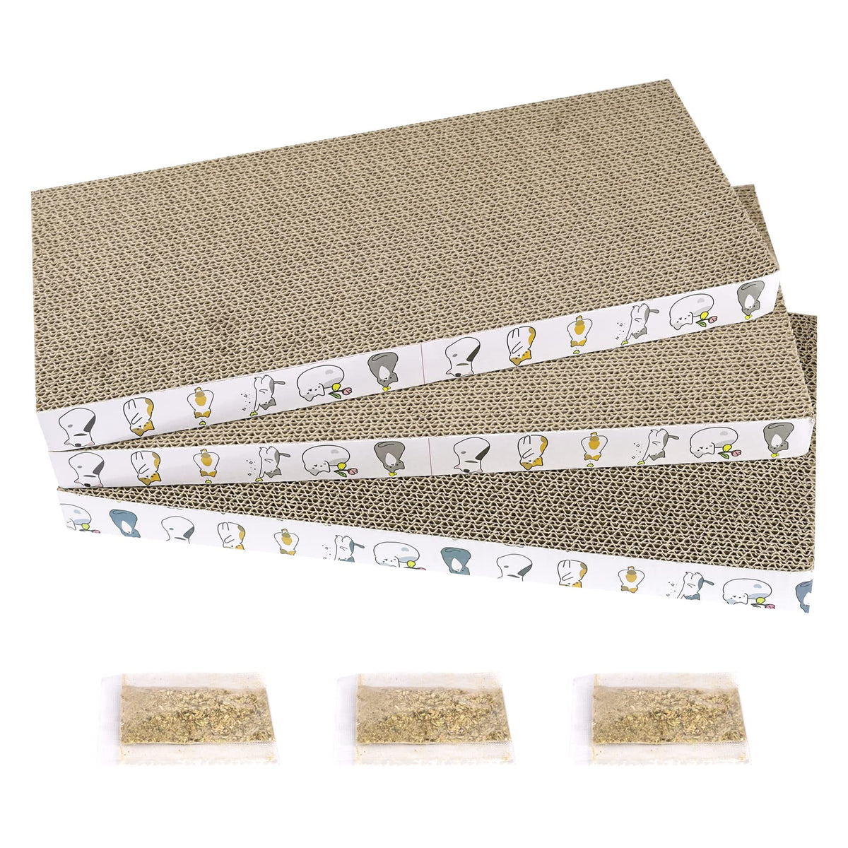 PatiencET 3 Pack Cat Scratcher Pad Recycle Corrugated Cat Scratching Pad
