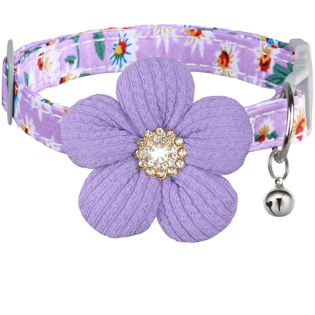 Large Dog Collar with Flower, Cute Dog Collars for Large Dogs with Bell