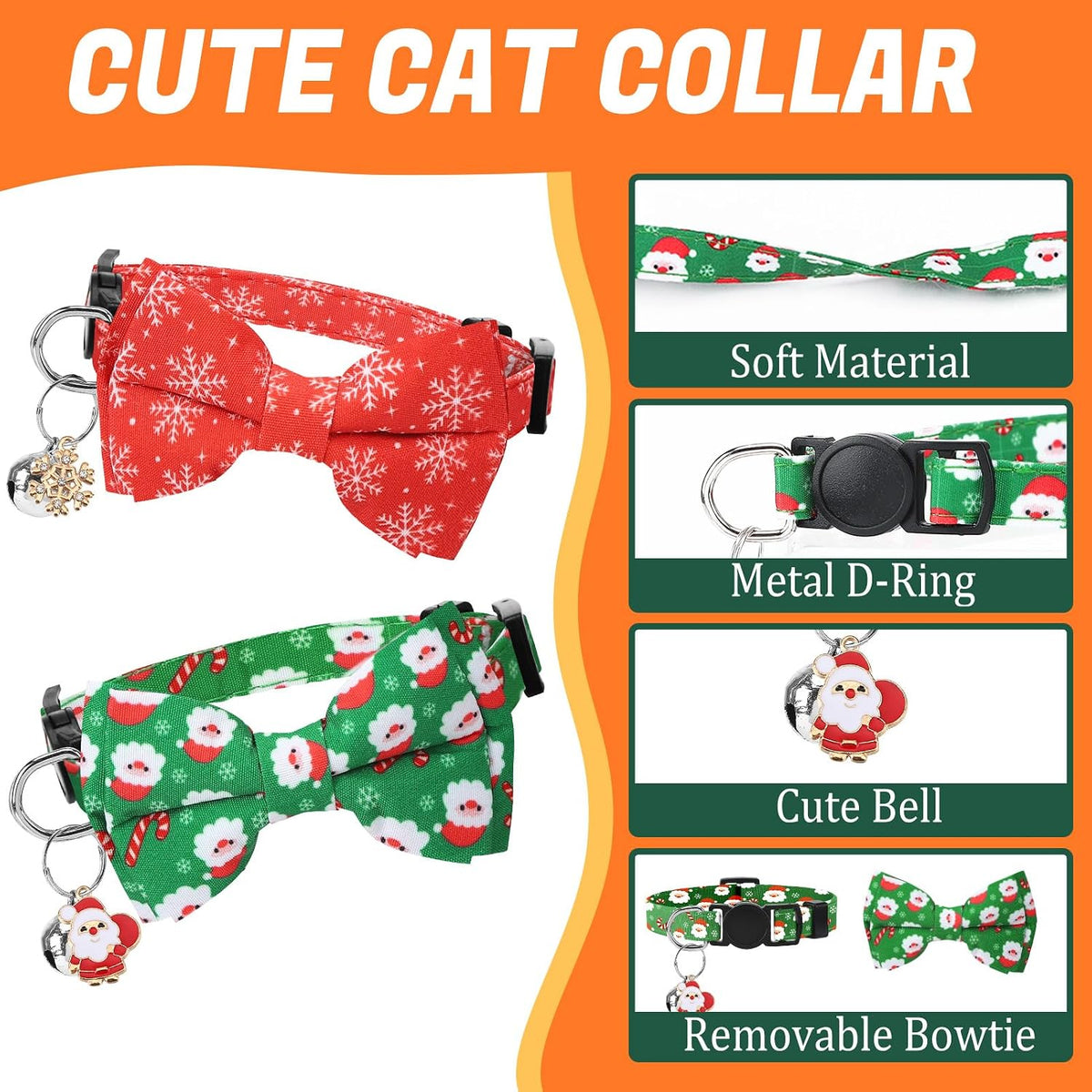 18 Pcs Holiday Cat Collars Breakaway Halloween Cat Collars with Bowtie