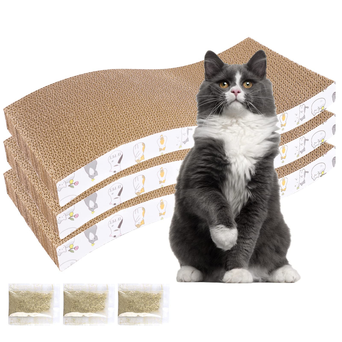 PatiencET 3 Pack Cat Scratcher Pad Recycle Corrugated Cat Scratching Pad