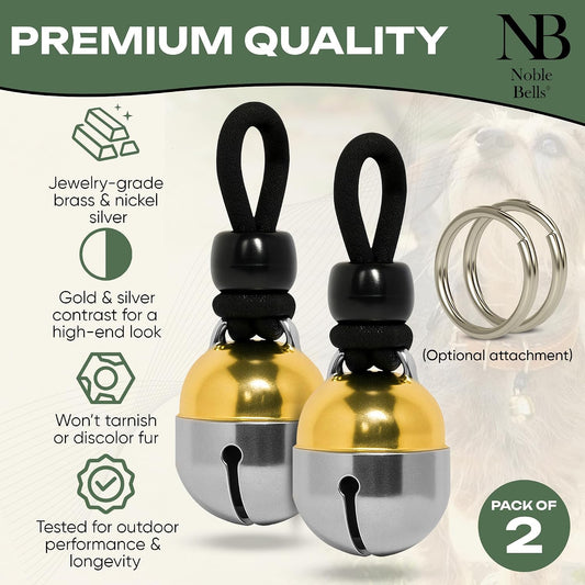 Noble Bells Handmade in USA, Extra Loud Pet Collar Bell, Large Pair