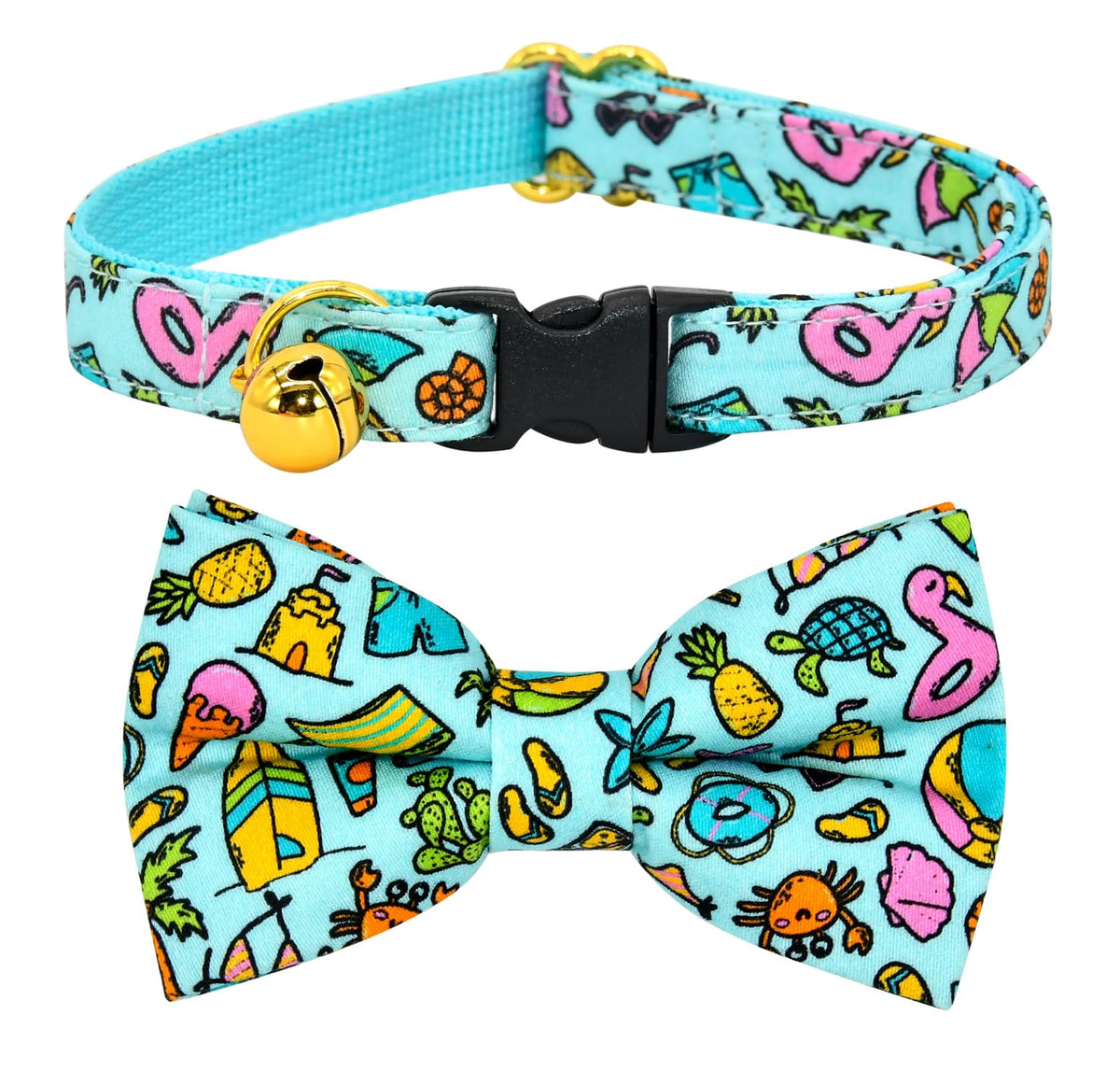 Cheese Cat Bow Tie Collar, Blue & Yellow Cheese Pattern, Wedding/Birthday/Festivals Cat Collar, Quick Release Safety Breakaway Collar