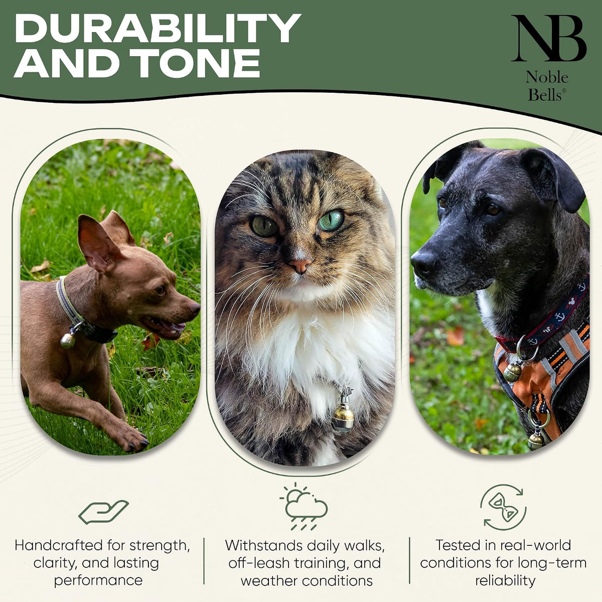 Noble Bells Handmade in USA, Extra Loud Collar Bell for Cat or Dog, XSmall