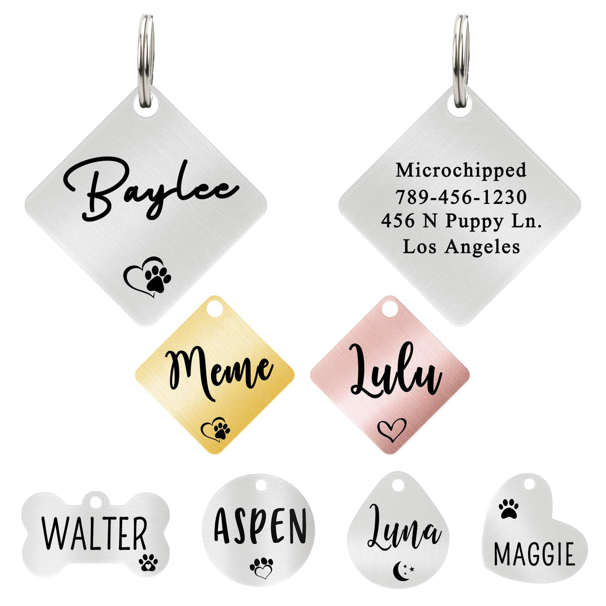 Ultra Joys Personalized Dog Cat ID Tag - Silver Round, Custom Your Own