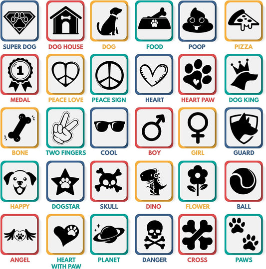 Dog Tag Engraved for Pets Personalized, Durable & Silent Silicone Dog ID Tags w/Deep Engraved 6 Lines of Text - 20 Icons, 14 Fonts, 8 Photoluminescent Colors, Bone Shaped