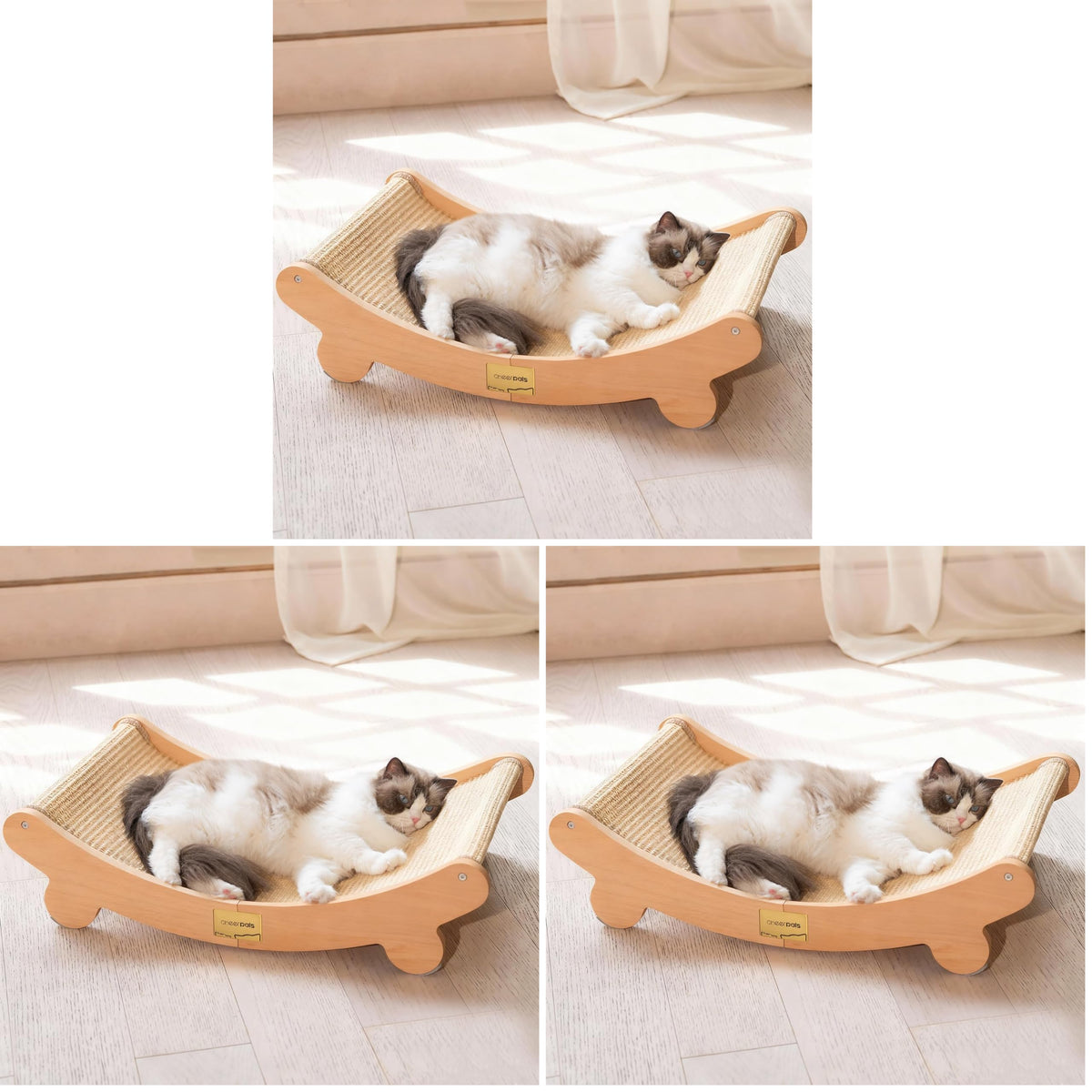 CHEERHOME PETS Sisal Cat Scratcher Bed Indoor Wooden Cat Furniture (Large)