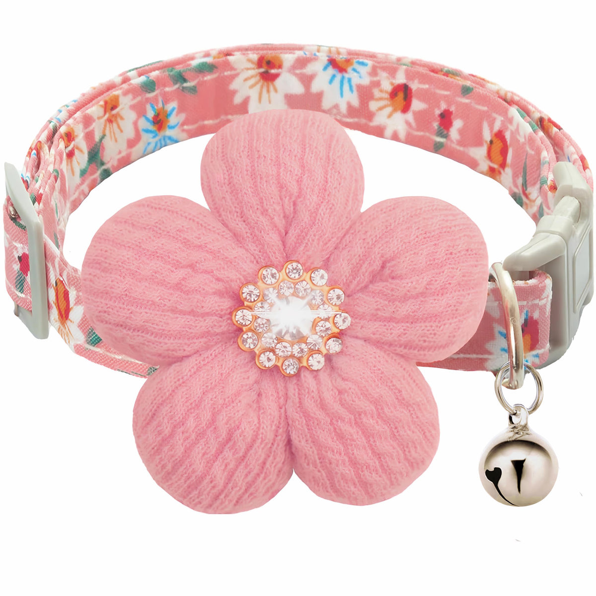 Large Dog Collar with Flower, Cute Dog Collars for Large Dogs with Bell