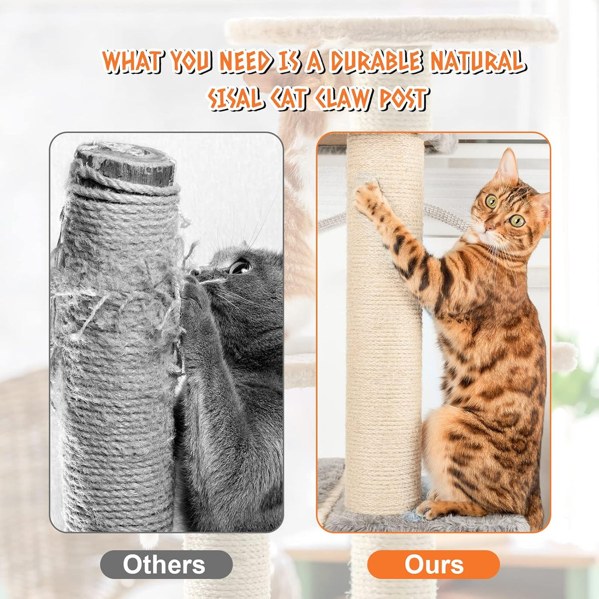4 PCS M8 Cat Scratching Post Replacement, 15.7 x 3.1 Inch Sisal Pole Cat Tree Replacement Post with Screws, Refill Scratcher Posts for Indoor Kitten Tree Tower Spare Cat Furniture Protector