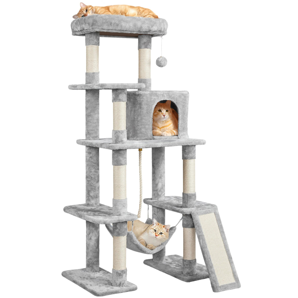 Yaheetech 63in Sturdy Large Cat Tree for Indoor Heavy Cats, Tall Tower