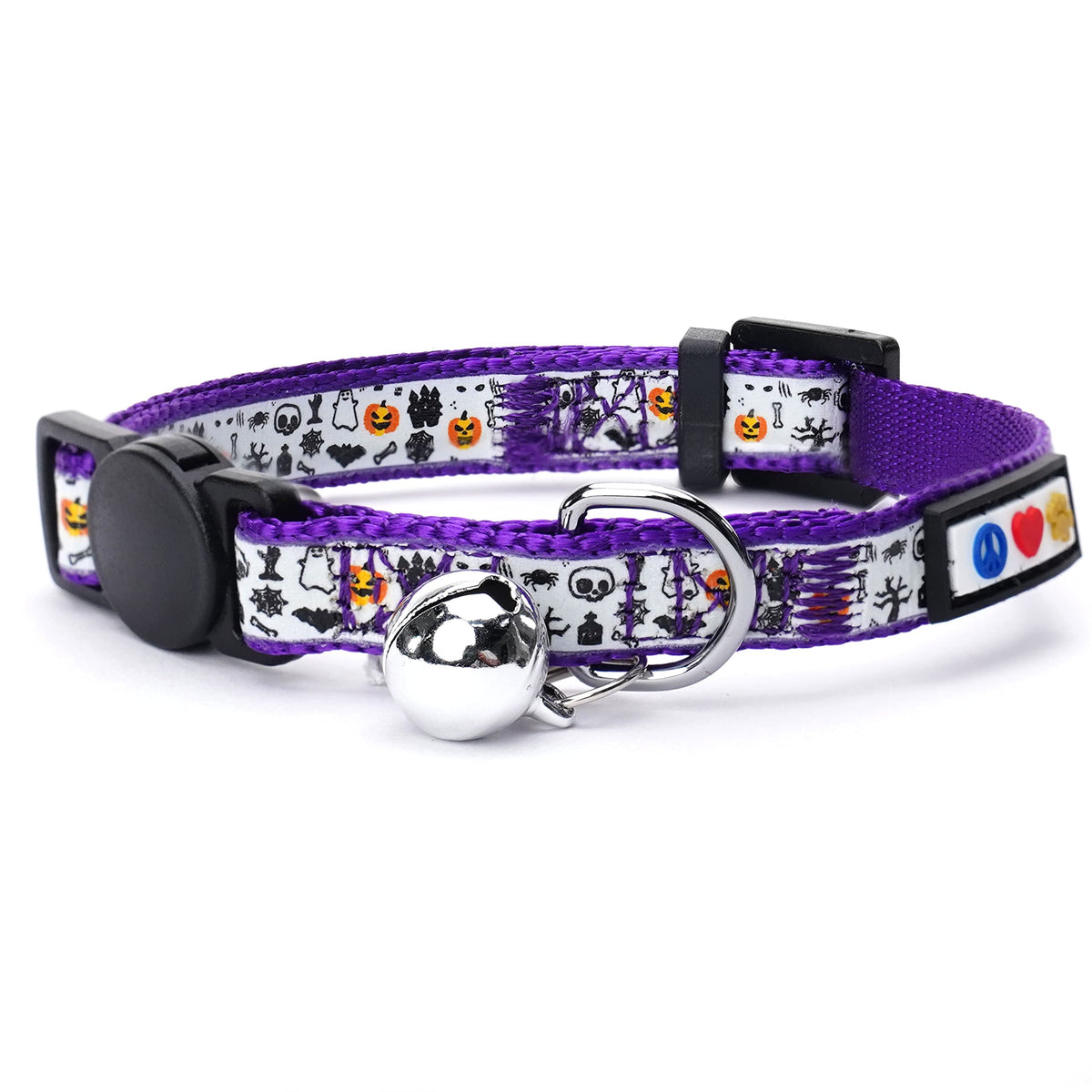 Pawtitas Glow in the Dark Cat Collar with Breakaway Safety Buckle & Bell Adjustable Kitten Collar, Teal