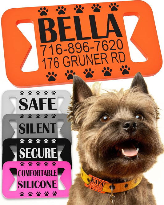 Dog Collar Tag Personalized Silicone Dog Tag Personalized for Pets Custom Pet Name Tags