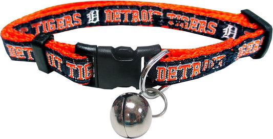 MLB CAT COLLAR. - DETROIT TIGERS CAT COLLAR. - Strong & Adjustable BASEBALL Cat Collars with Metal Jingle Bell
