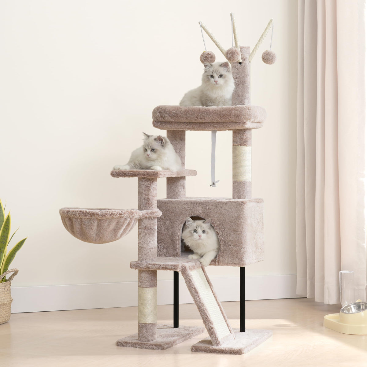 Gitelsnour Cat Tree, Cat Tower for Indoor Cats, 43.3 inch Cat Tree Tower with Sturdy Steel Tube, Hammock, Cat Condo for Small Cats and Kittens, Scratching Post, Smoky Gray GCT004SG