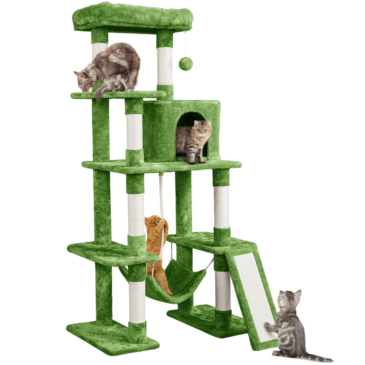 Yaheetech 63in Sturdy Large Cat Tree for Indoor Heavy Cats, Tall Tower