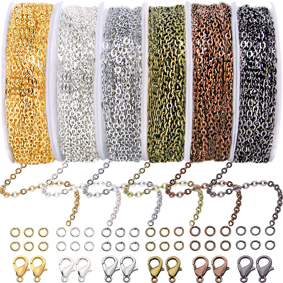 Jishi Steel Ball Chain Bead Dog Tag Chain Beaded Necklace Chains for Jewelry Making Bracelet Military Crafts, Silver Metal Pull Chain Small Ball Bead Chain Roll w/20 Connectors (Black, 33ft 2.4mm)