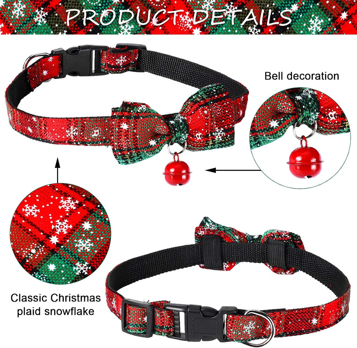 Frienda 4 Pcs Christmas Dog Bandanas and Collars Set, L, Stylish Style
