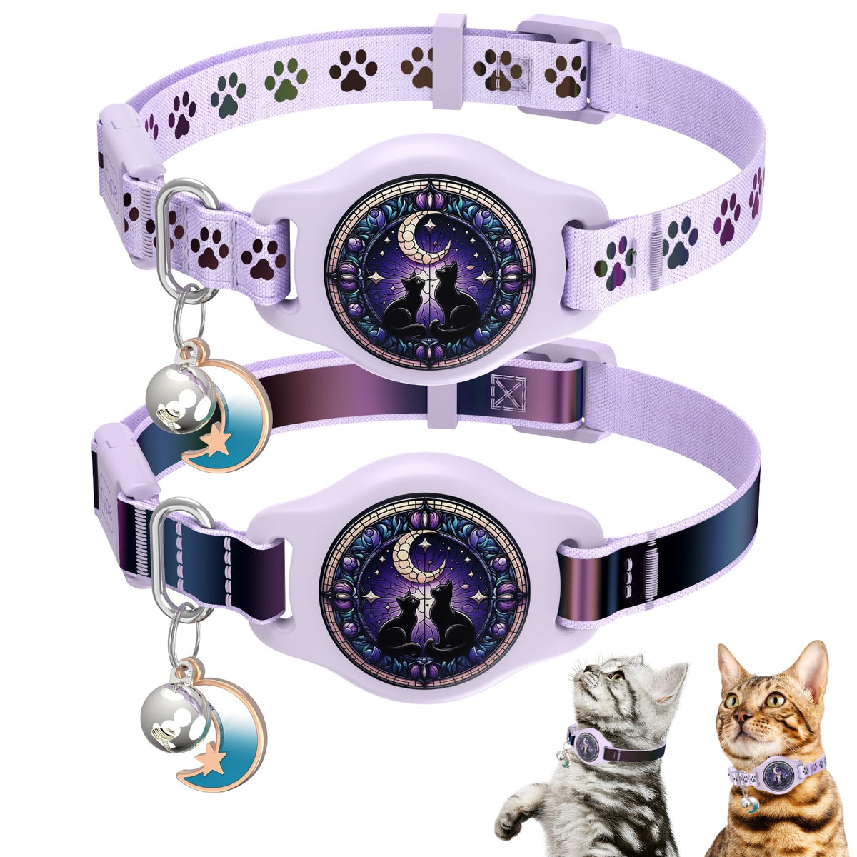 AirTag Cat Collar Breakaway, 2 Pack Cat Collar with Apple AirTag Holder