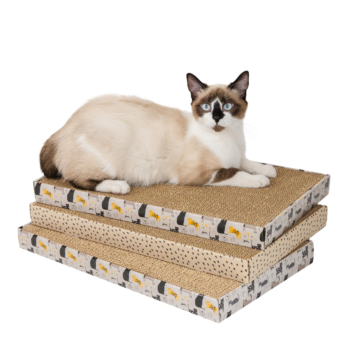 Kitty City XL Wide Corrugate Cat Scratchers 3 Pieces, Cat Scratching, Cat Scratch Pad, Door Clips, Furniture Protectors from Cat Scratching