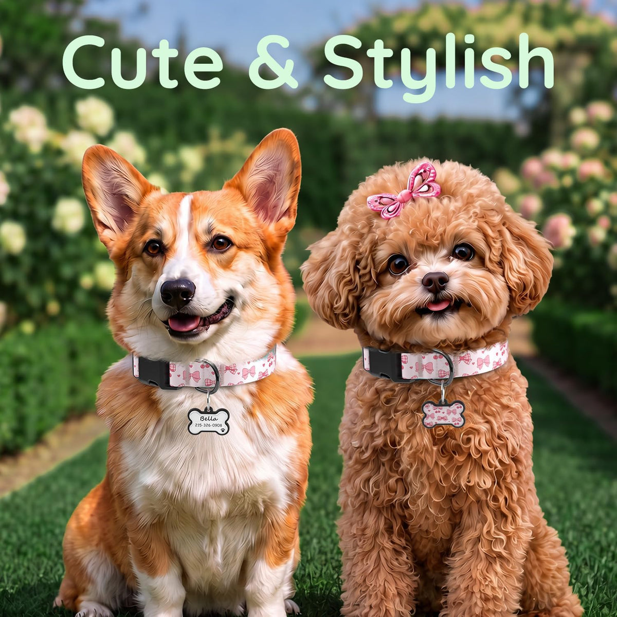 Personalized Dog Collar and Dog Tag Set,Comfortable for Small Medium Dogs