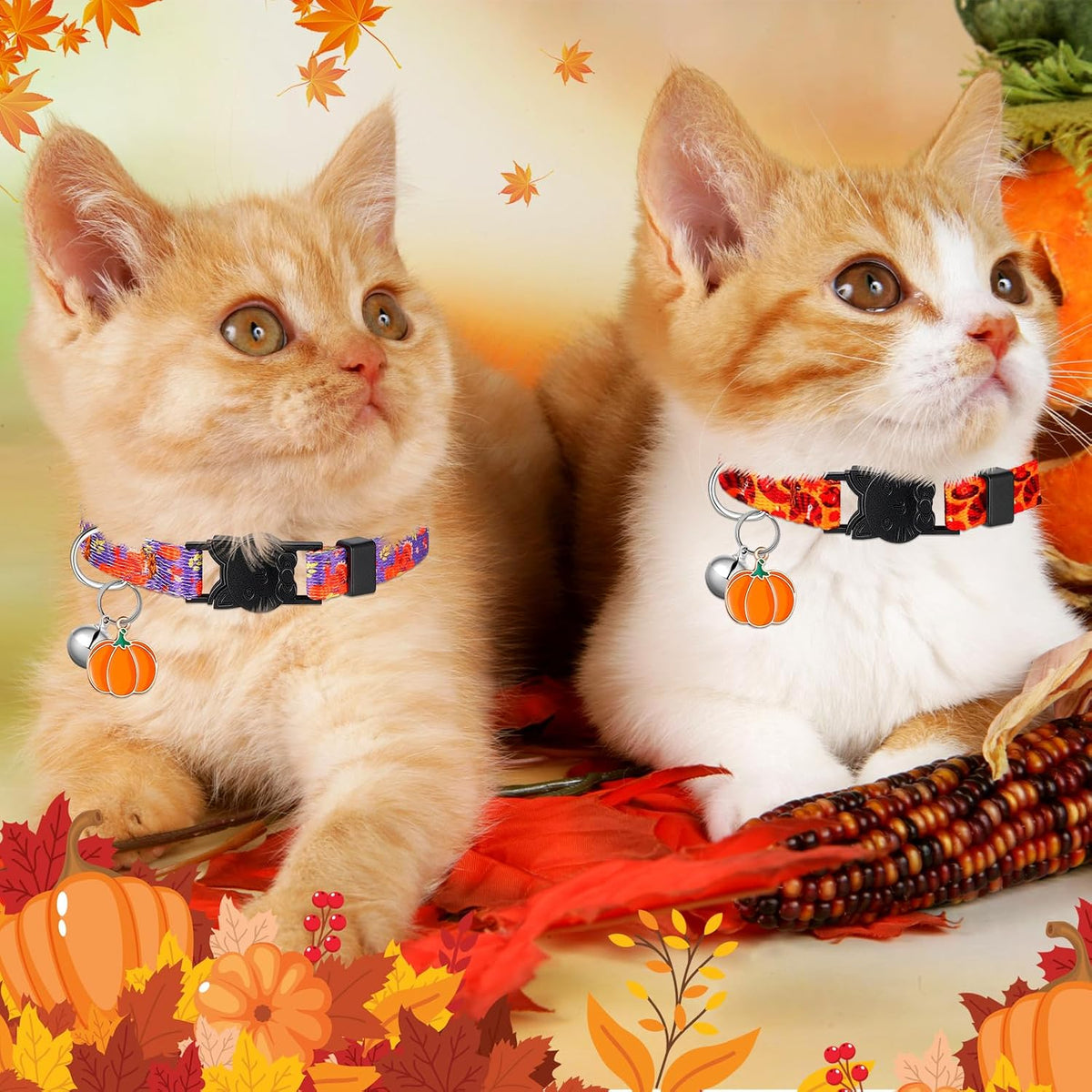 Talltalk 15 Pcs Holiday Cat Collar Halloween Cat Collar Breakaway with Bell