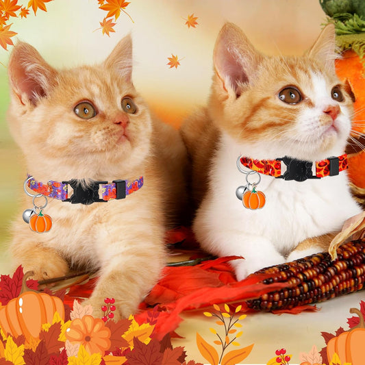 Talltalk 15 Pcs Holiday Cat Collar Halloween Cat Collar Breakaway with Bell